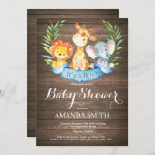 Rustic Safari Oerwoud Animals Boy Baby shower Kaart (Voorkant / Achterkant)
