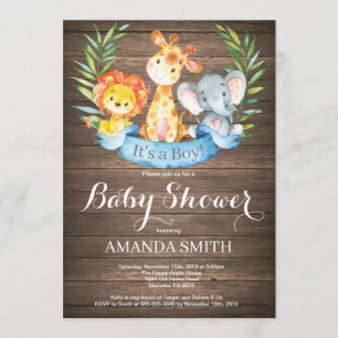 Rustic Safari Oerwoud Animals Boy Baby shower Kaart