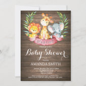 Rustic Safari Oerwoud Animals Girl Baby shower Kaart (Voorkant)