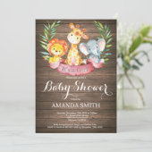 Rustic Safari Oerwoud Animals Girl Baby shower Kaart (Staand voorkant)