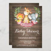 Rustic Safari Oerwoud Animals Girl Baby shower Kaart (Voorkant / Achterkant)