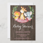 Rustic Safari Oerwoud Animals Girl Baby shower Kaart (Voorkant)