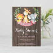 Rustic Safari Oerwoud Animals Girl Baby shower Kaart (Staand voorkant)