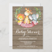 Rustic Safari Oerwoud Animals Girl Baby shower Kaart (Voorkant)