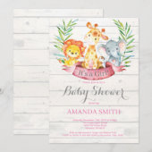 Rustic Safari Oerwoud Animals Girl Baby shower Kaart (Voorkant / Achterkant)