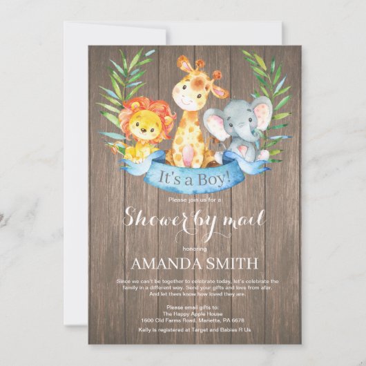 Rustic Safari Oerwoud Boy Baby shower per post Kaart (Voorkant)