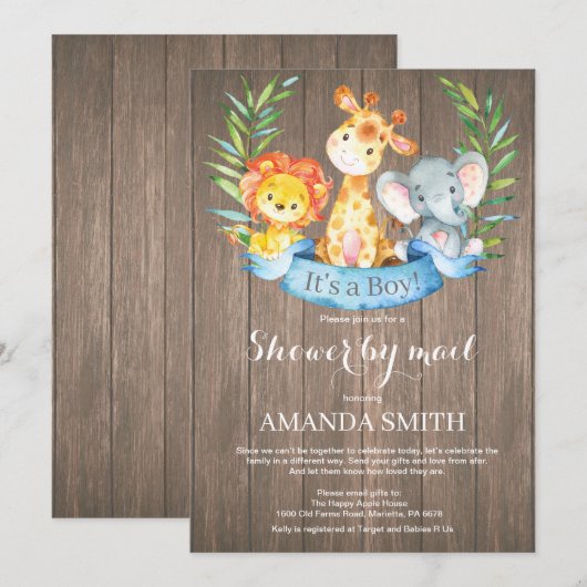 Rustic Safari Oerwoud Boy Baby shower per post Kaart (Voorkant / Achterkant)