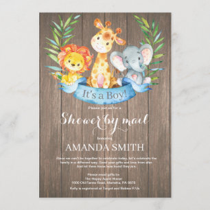 Rustic Safari Oerwoud Boy Baby shower per post Kaart