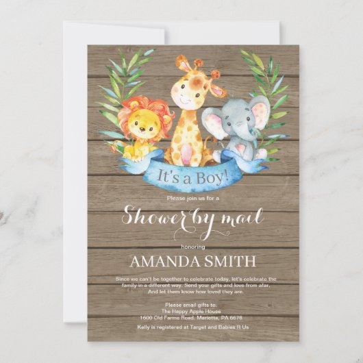 Rustic Safari Oerwoud Boy Baby shower per post Kaart (Voorkant)