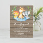 Rustic Safari Oerwoud Boy Baby shower per post Kaart (Staand voorkant)