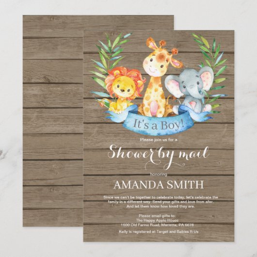 Rustic Safari Oerwoud Boy Baby shower per post Kaart (Voorkant / Achterkant)