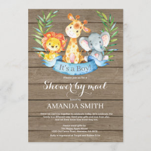 Rustic Safari Oerwoud Boy Baby shower per post Kaart