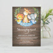 Rustic Safari Oerwoud Boy Baby shower per post Kaart (Staand voorkant)