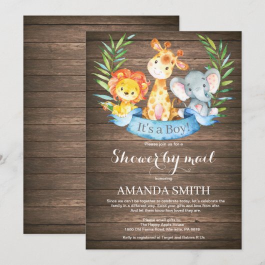 Rustic Safari Oerwoud Boy Baby shower per post Kaart (Voorkant / Achterkant)