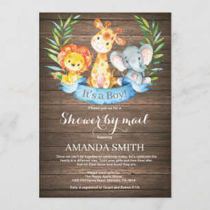 Rustic Safari Oerwoud Boy Baby shower per post Kaart