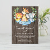 Rustic Safari Oerwoud Boy Baby shower per post Kaart (Staand voorkant)