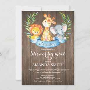 Rustic Safari Oerwoud Boy Baby shower per post Kaart