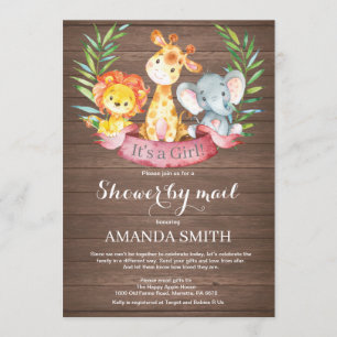 Rustic Safari Oerwoud Girl Baby shower per post Kaart