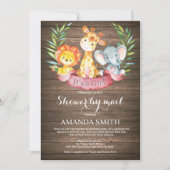 Rustic Safari Oerwoud Girl Baby shower per post Kaart (Voorkant)