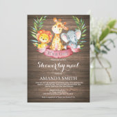 Rustic Safari Oerwoud Girl Baby shower per post Kaart (Staand voorkant)