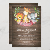 Rustic Safari Oerwoud Girl Baby shower per post Kaart (Voorkant / Achterkant)