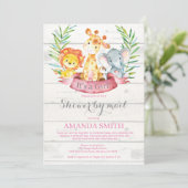 Rustic Safari Oerwoud Girl Baby shower per post Kaart (Staand voorkant)