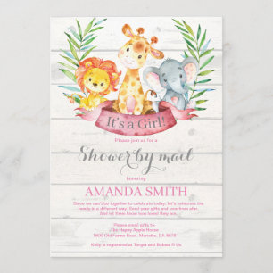 Rustic Safari Oerwoud Girl Baby shower per post Kaart