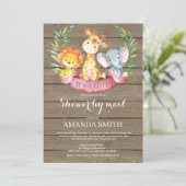 Rustic Safari Oerwoud Girl Baby shower per post Kaart (Staand voorkant)