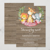 Rustic Safari Oerwoud Girl Baby shower per post Kaart (Voorkant / Achterkant)
