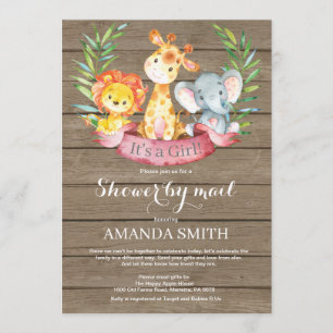 Rustic Safari Oerwoud Girl Baby shower per post Kaart