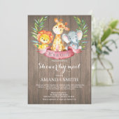 Rustic Safari Oerwoud Girl Baby shower per post Kaart (Staand voorkant)