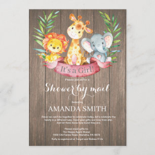 Rustic Safari Oerwoud Girl Baby shower per post Kaart