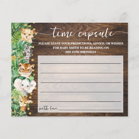 Rustic Safari Time Capsule Baby shower Advies Kaar Flyer (Voorkant)