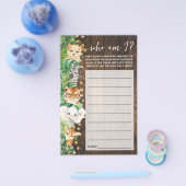 Rustic Safari Wie ben ik Baby shower Game Kaart (Enkel)