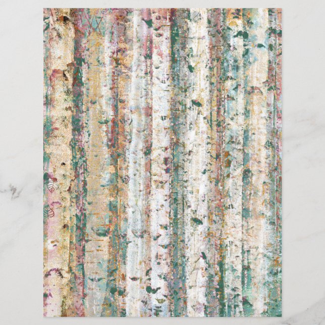 Rustic Sage and Cream Birch Forest Scrapbook Paper (Voorkant)