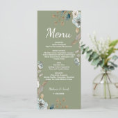 Rustic Sage bloemstuk 4x9 platte bruiloftsmenu Menu (Staand voorkant)