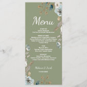 Rustic Sage bloemstuk 4x9 platte bruiloftsmenu Menu (Voorkant)