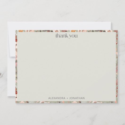 Rustic Sage Botanische Koppel Baby Shower Eigen Na Bedankkaart (Voorkant)