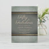 Rustic Sage Dark Green Gold Abstract 50e verjaarda Kaart (Staand voorkant)