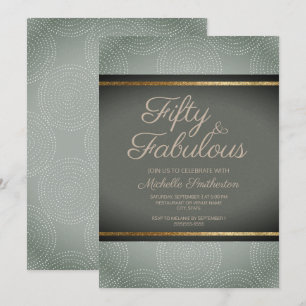Rustic Sage Dark Green Gold Abstract 50e verjaarda Kaart