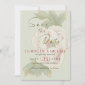 Rustic Sage en Blush Peony Wedding Save the Date (Voorkant)