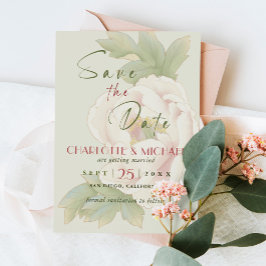 Rustic Sage en Blush Peony Wedding Save the Date