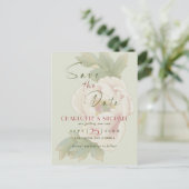 Rustic Sage en Blush Peony Wedding Save the Date Aankondigingskaart (Staand voorkant)
