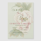 Rustic Sage en Blush Peony Wedding Save the Date Magnetische Uitnodiging (Voorkant)