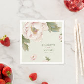 Rustic Sage en BlushPeony Roos Floral Wedding Servet (Insitu)