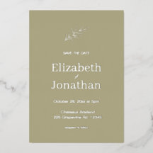 Rustic Sage enkel blad save the date zilver  