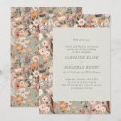 Rustic Sage Floral Boho Formal Wedding Uitnodiging (Voorkant / Achterkant)