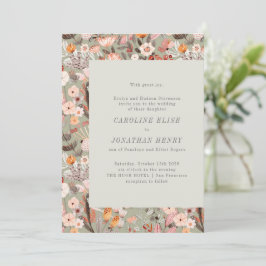 Rustic Sage Floral Boho Formal Wedding Uitnodiging