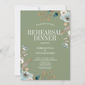 Rustic Sage Floral Rehearsal Dinner Invitation Kaart (Voorkant)