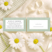 Rustic Sage Gingham Display Baby shower Informatiekaartje